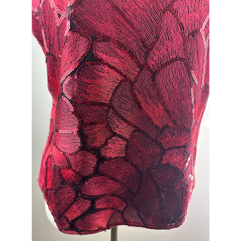 NWT White House Black Market Sequin Embroidered Camisole Top Red Blouse Large - Picture 6 of 16